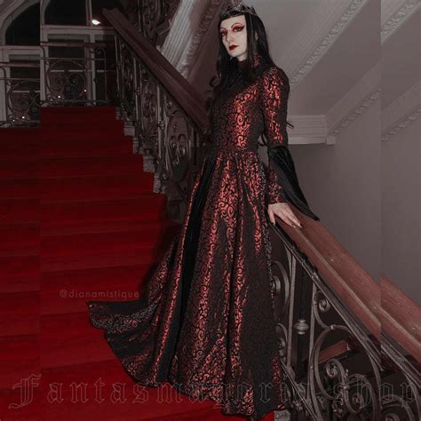 black and red gothic dress|heavy red gothic dress.